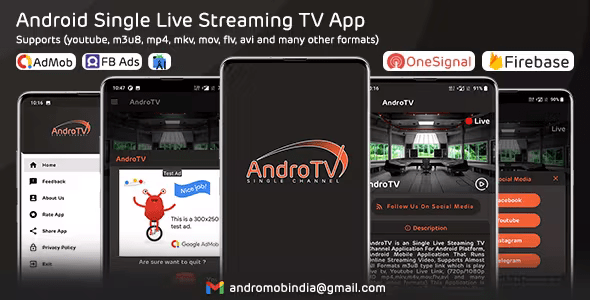 AndroTV - Android Single TV App (Live Streaming) with Admob & FAN